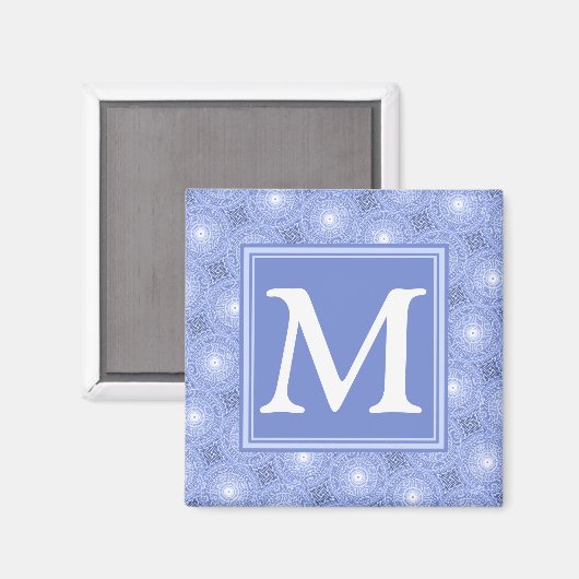 Monogram Blue Circles pattern Magnet (Vorderseite/Rückseite)