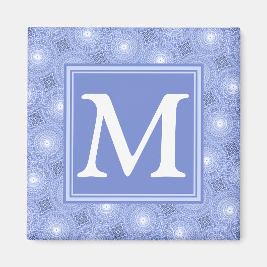 Monogram Blue Circles pattern Magnet (Vorne)
