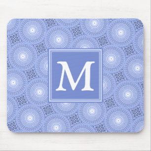Monogram Blue Circles pattern Mousepad