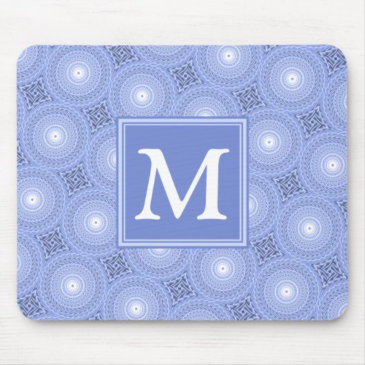 Monogram Blue Circles pattern Mousepad (Vorne)