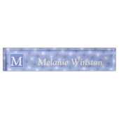 Monogram Blue Circles pattern Namensplakette (Vorderseite)
