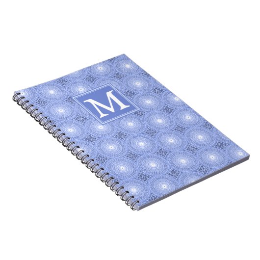 Monogram Blue Circles pattern Notizblock (Rechte Seite)