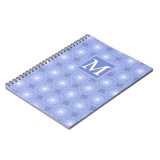 Monogram Blue Circles pattern Notizblock (Linke Seite)