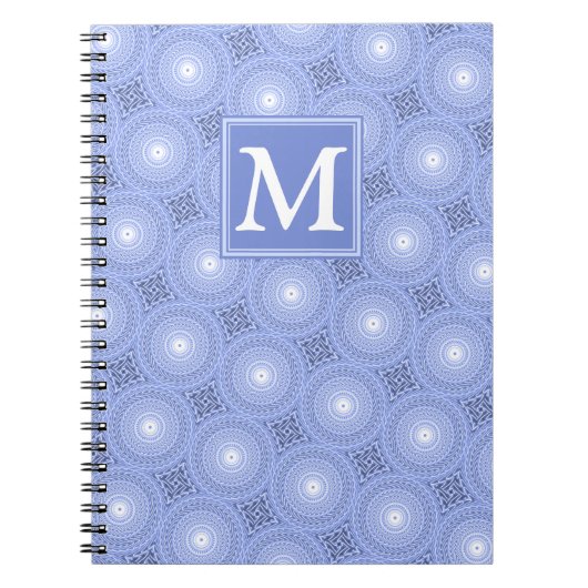Monogram Blue Circles pattern Notizblock (Vorderseite)