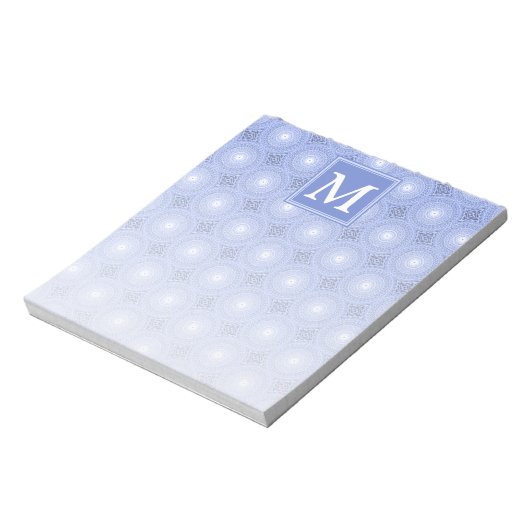 Monogram Blue Circles pattern Notizblock (Rotiert)