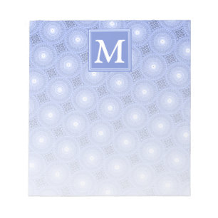 Monogram Blue Circles pattern Notizblock