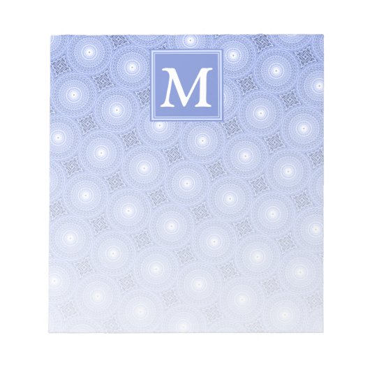 Monogram Blue Circles pattern Notizblock (Vorderseite)