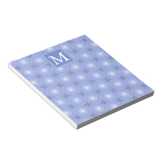 Monogram Blue Circles pattern Notizblock (angewinkelt)