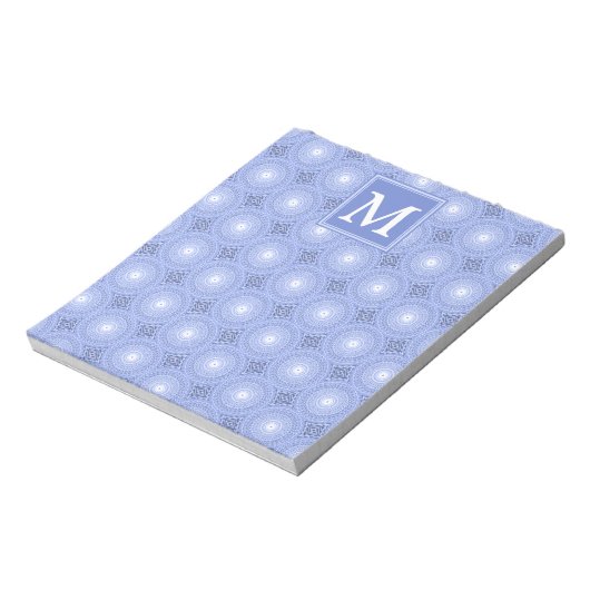 Monogram Blue Circles pattern Notizblock (Rotiert)