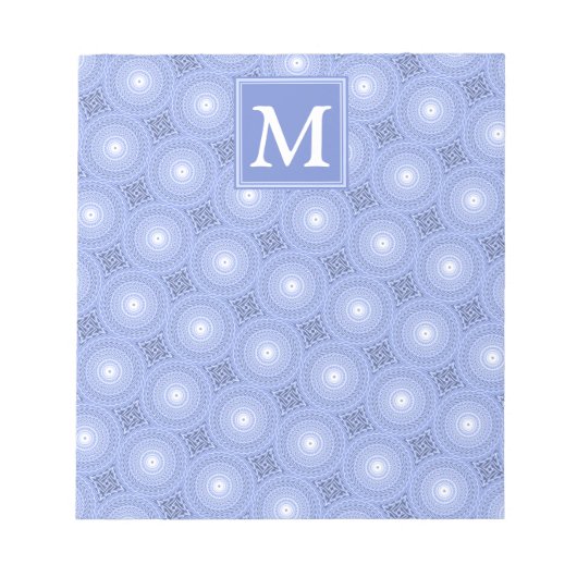 Monogram Blue Circles pattern Notizblock (Vorderseite)