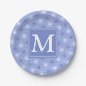 Monogram Blue Circles pattern Pappteller (Vorderseite)