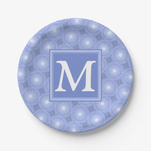 Monogram Blue Circles pattern Pappteller