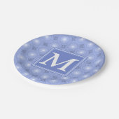 Monogram Blue Circles pattern Pappteller (Schrägansicht)