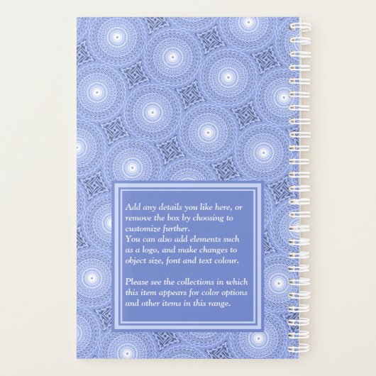 Monogram Blue Circles pattern Planer (Rückseite)