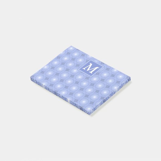 Monogram Blue Circles pattern Post-it Klebezettel (angewinkelt)