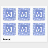 Monogram Blue Circles pattern Quadratischer Aufkleber (Blatt)