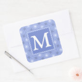 Monogram Blue Circles pattern Quadratischer Aufkleber (Umschlag)