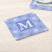 Monogram Blue Circles pattern Rechteckiger Pappuntersetzer (angewinkelt)