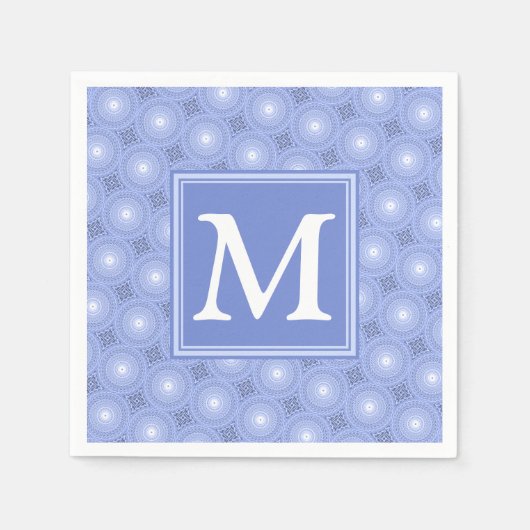 Monogram Blue Circles pattern Serviette (Vorderseite)