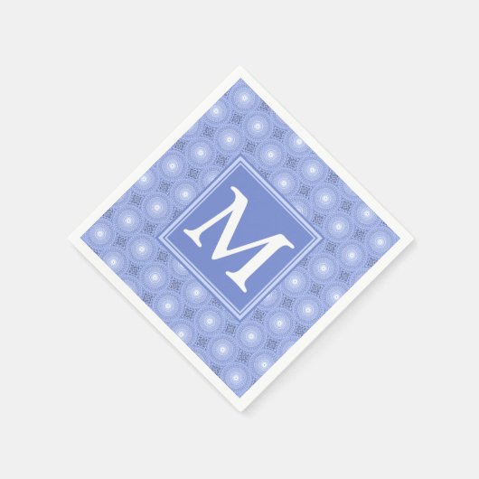 Monogram Blue Circles pattern Serviette (Ecke)
