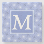 Monogram Blue Circles pattern Steinuntersetzer (Vorderseite)