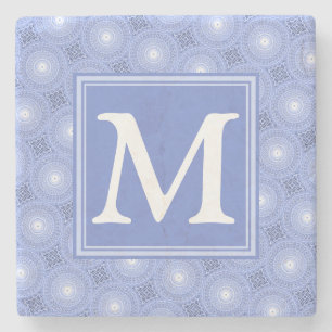 Monogram Blue Circles pattern Steinuntersetzer