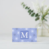 Monogram Blue Circles pattern Visitenkarte (Stehend Vorderseite)