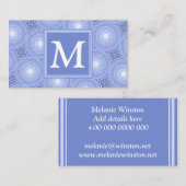 Monogram Blue Circles pattern Visitenkarte (Vorne/Hinten)