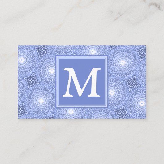Monogram Blue Circles pattern Visitenkarte (Vorderseite)
