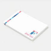 Monogram Blue Coral Letter F Notes Post-it Klebezettel (angewinkelt)