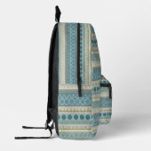 Monogram Blue Cream Ocean Gemustert Stylish Modern Bedruckter Rucksack (Links)
