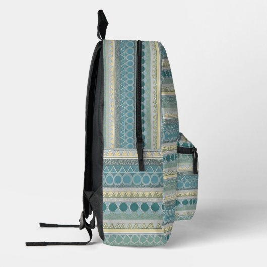Monogram Blue Cream Ocean Gemustert Stylish Modern Bedruckter Rucksack (Links)