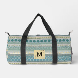 Monogram Blue Cream Ocean Gemustert Stylish Modern Bedruckter Rucksack