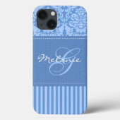 Monogram Blue Damask Strip-iPad Air Hüllen (Rückseite)