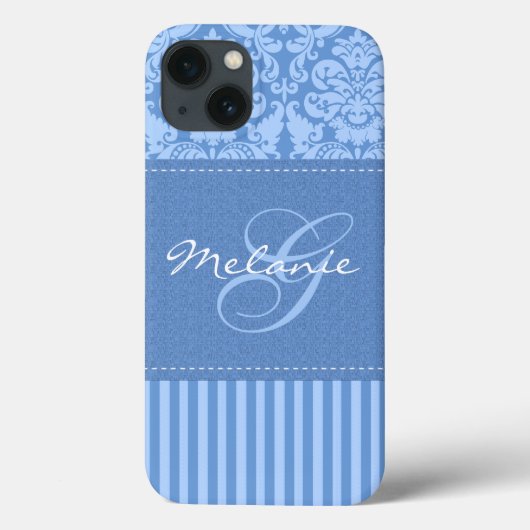 Monogram Blue Damask Strip-iPad Air Hüllen (Rückseite)