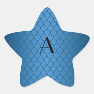 Monogram Blue Dragon Scale Stern-Aufkleber