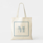 Monogram Blue Einfach Minimalistische Hübsche Tragetasche (Rückseite)