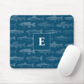 Monogram Blue Fish Mousepad (Mit Mouse)