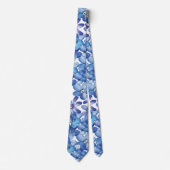 Monogram Blue Floral Botanic Neck Tie Krawatte (Vorderseite)