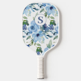 Monogram Blue Floral Botanical Pickleball Paddel Schläger
