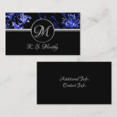 Monogram Blue Floral Business Card Visitenkarte (Vorne/Hinten)