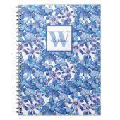 Monogram Blue Floral Notizblock (Vorderseite)