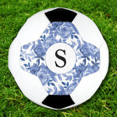 Monogram Blue Floral Pattern Fußball