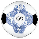 Monogram Blue Floral Pattern Fußball (Gedreht)