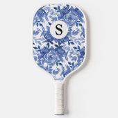 Monogram Blue Floral Pickleball Schläger (Vorderseite)