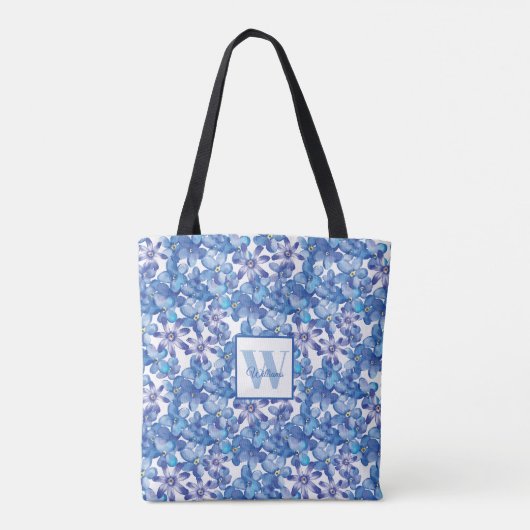 Monogram Blue Floral Tasche (Rückseite)