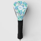 Monogram Blue Floral Tropical Botanical Golf Headcover (Vorderseite)