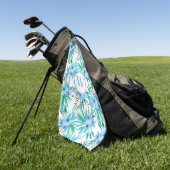 Monogram Blue Floral Tropical Botanical Golfhandtuch (Gras)