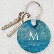 Monogram Blue Geode Initial & Name Modern Agate