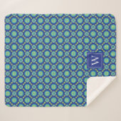 Monogram Blue Geometric Muster Sherpadecke (Vorderseite (Horizontal))